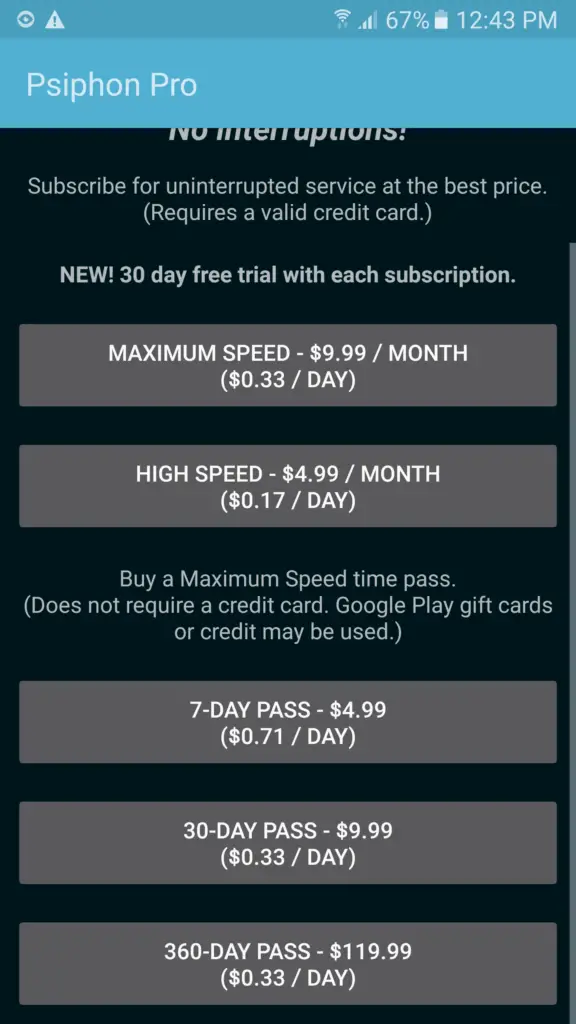 psiphon subscriptions 