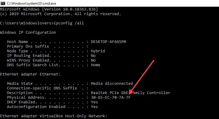 how to check mac address in mac