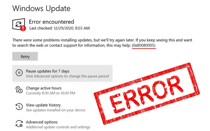 fix windows update error