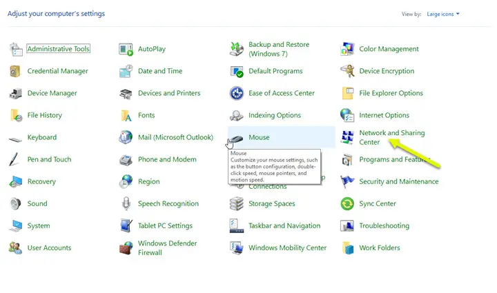 network-and-sharing-centre-control-panel