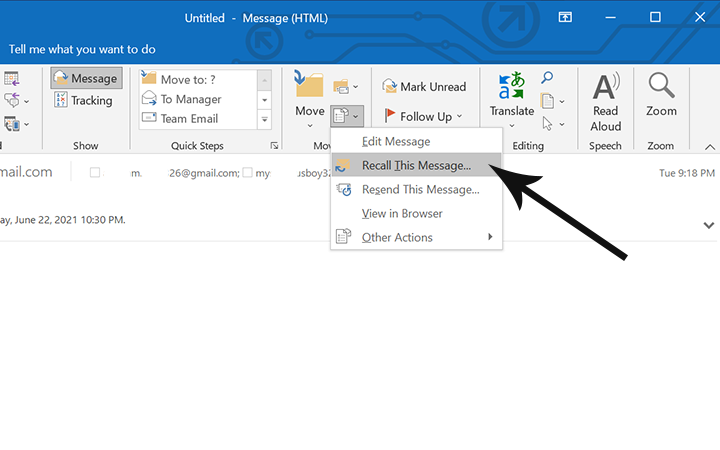 how to recall an email in outlook office 365