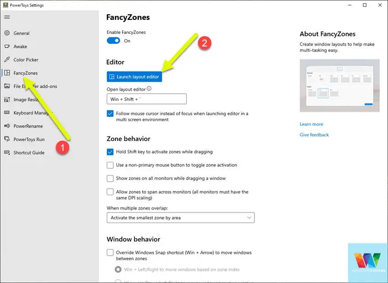 turn off grid windows 10