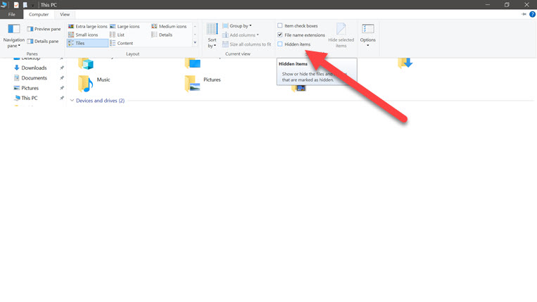 see hidden files in windows 10 using file explorer