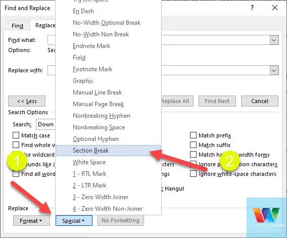 how to delete section break in word mac