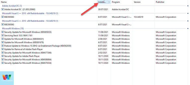 sorting-installed-updates