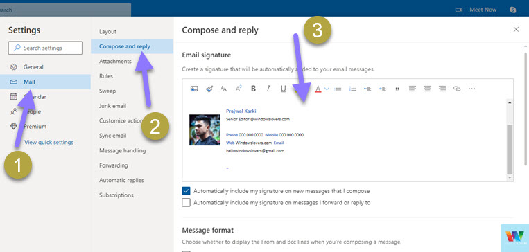 how to add signature in outlook web app