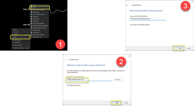 how to add url to desktop windows 10