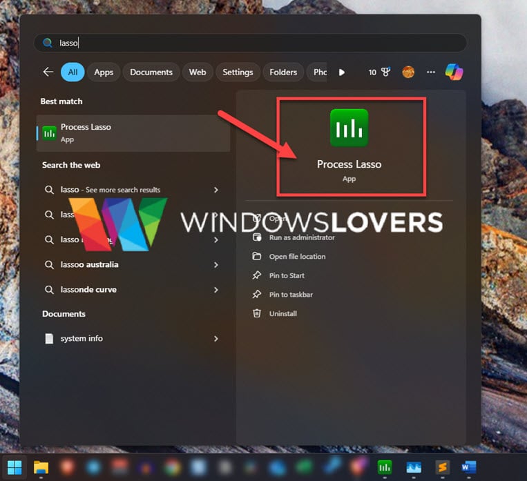 opening-project-lasso-application-from-start-windows